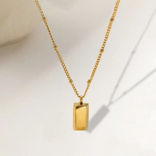 Gold Bar Pendant Necklace Anti Tarnish