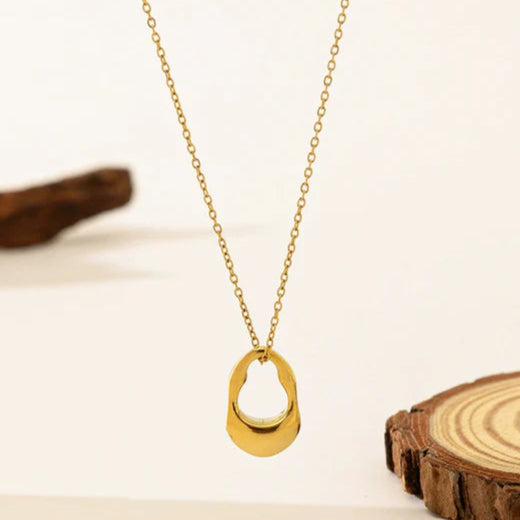 Golden Pebble Loop Necklace Stainless Steel and Anti Tarnish