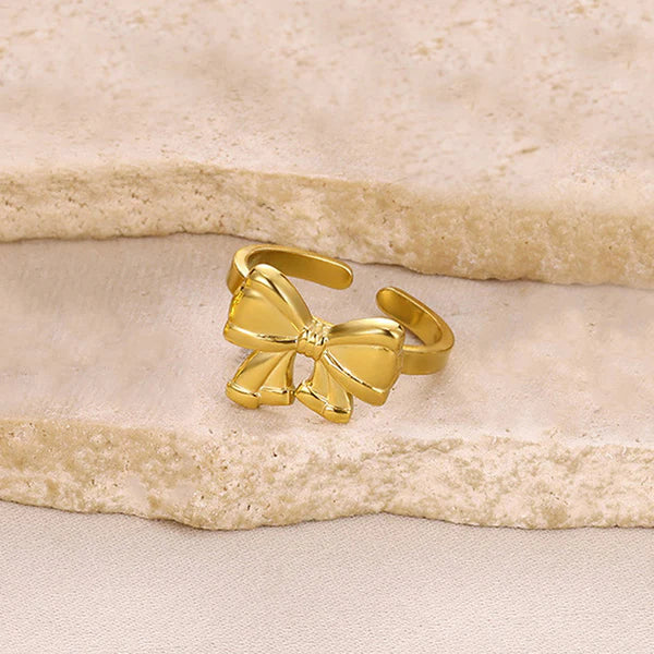 Golden Bow Open Adjustable Ring