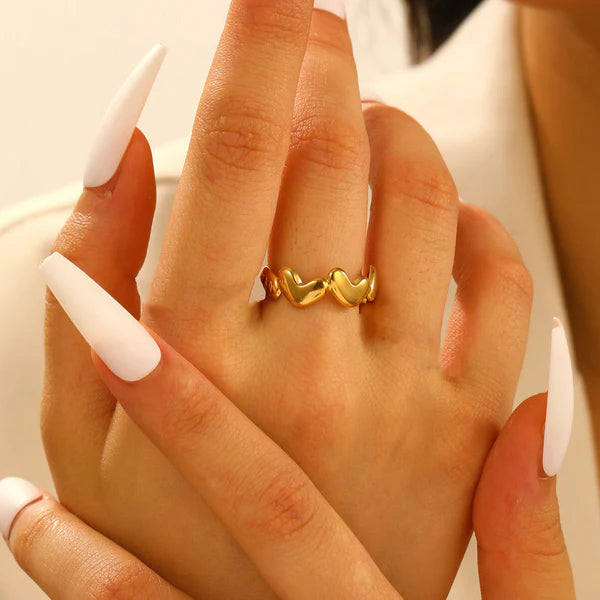 Golden Heart Open Adjustable Ring