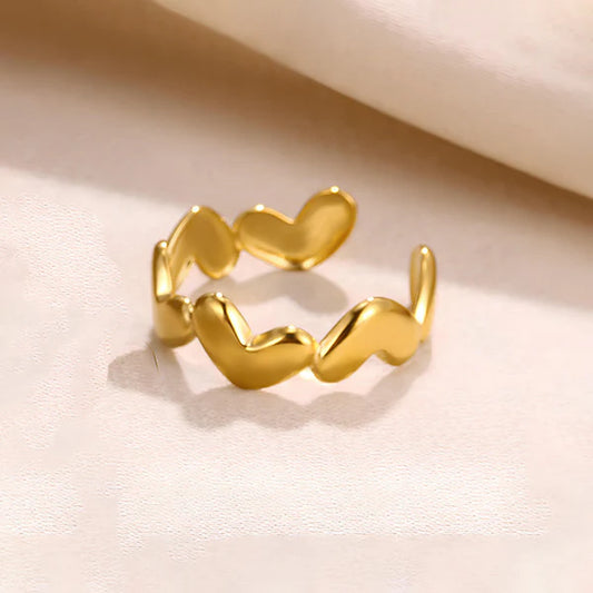Golden Heart Open Adjustable Ring