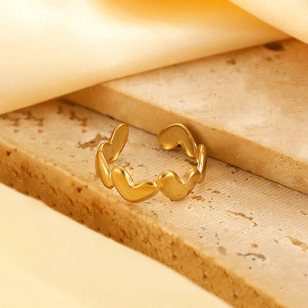 Golden Heart Open Adjustable Ring