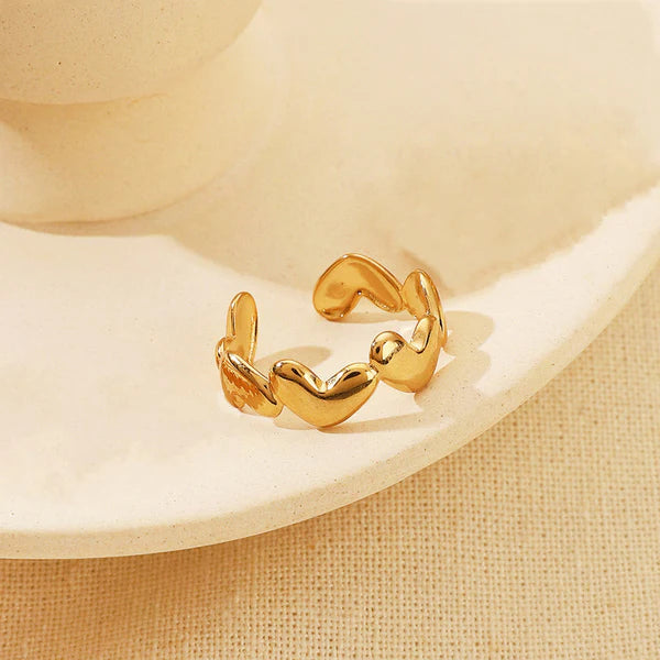 Golden Heart Open Adjustable Ring