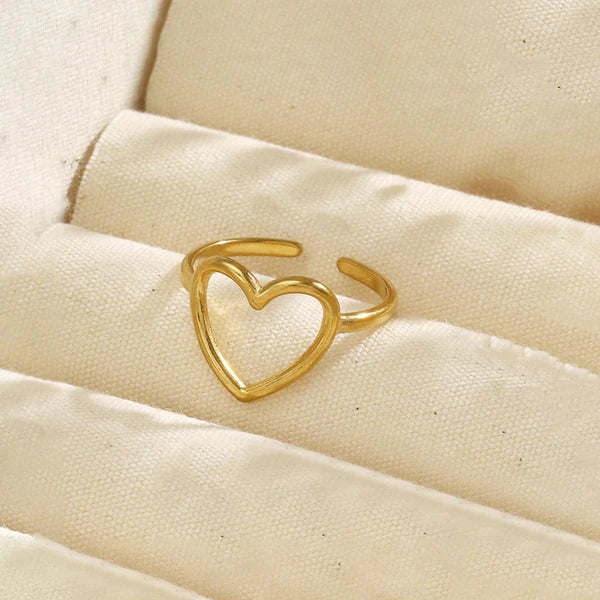 Golden Heart Outline Ring