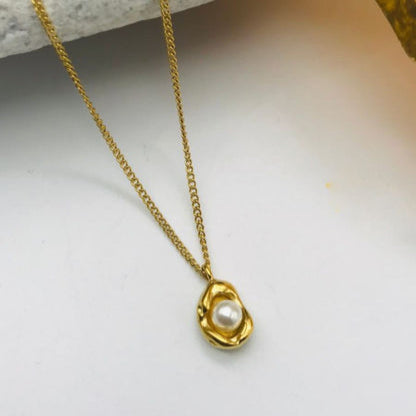 Pearl Nest Pendant Necklace Stainless Steel Anti Tarish