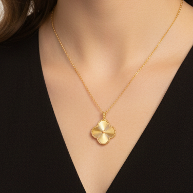 Golden Aura Clover Pendant Necklace