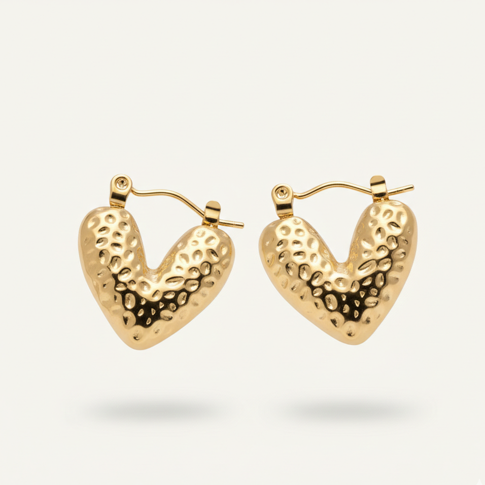 Lustrous Heart Hoops AntiTarnish