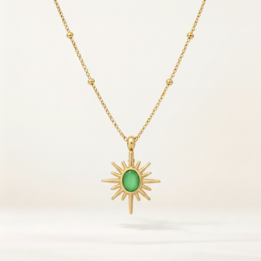 Emerald Sunburst Pendant Necklace