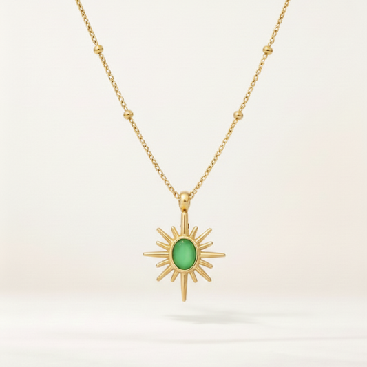 Emerald Sunburst Pendant Necklace