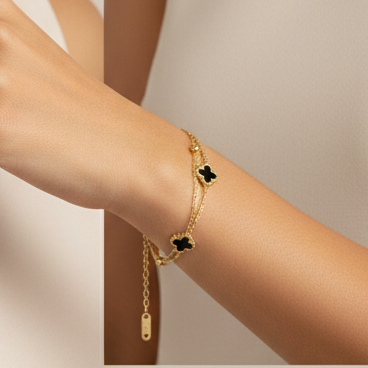 Double Line Clover Chain Bracelet