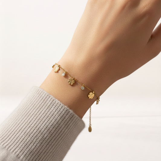 Golden Clover Charm Bracelet