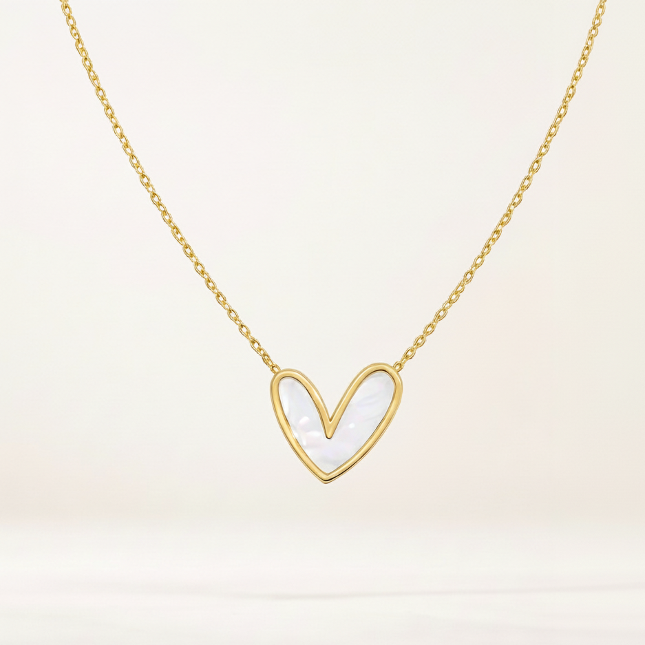 White Heart Pendant Necklace