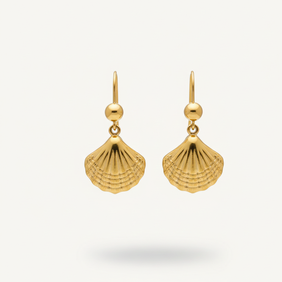 Golden Shell Drop Earrings