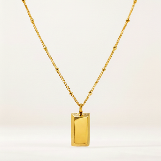 Gold Bar Pendant Necklace Anti Tarnish