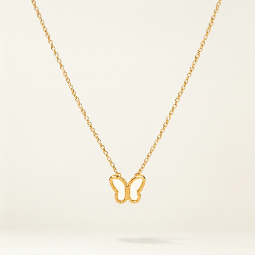 White Butterfly Necklace