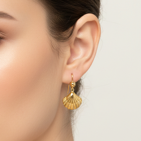 Golden Shell Drop Earrings