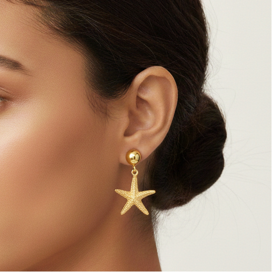 Golden Tide Starfish Earrings
