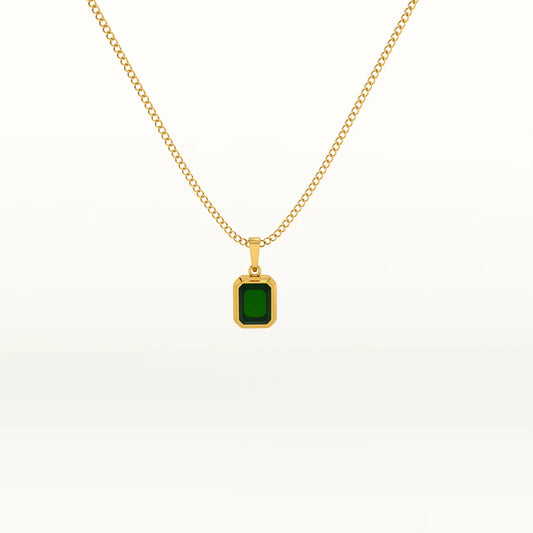 Emerald Necklace Stainless Steel Anti Tarnish