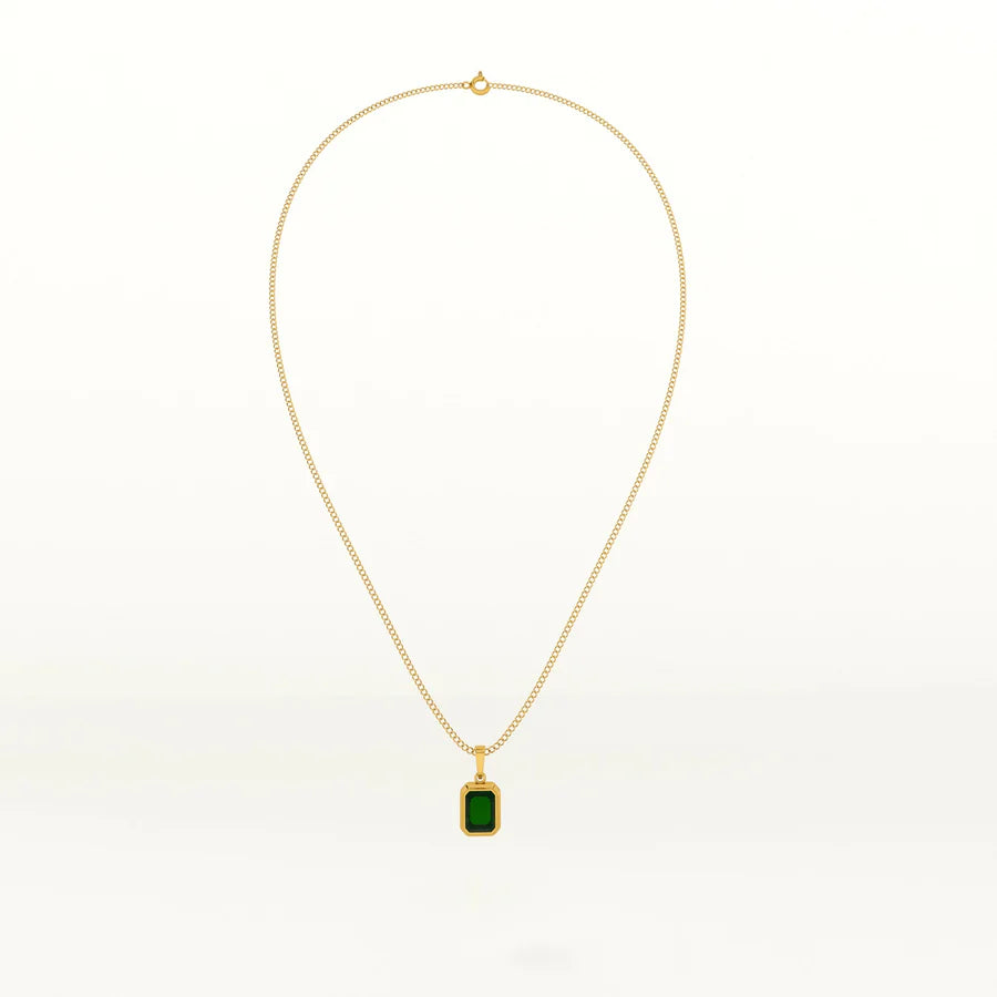 Emerald Necklace Stainless Steel Anti Tarnish