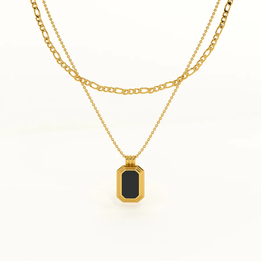 Black Luxe Dual Chain Necklace Stainless Steel Anti Tarnish