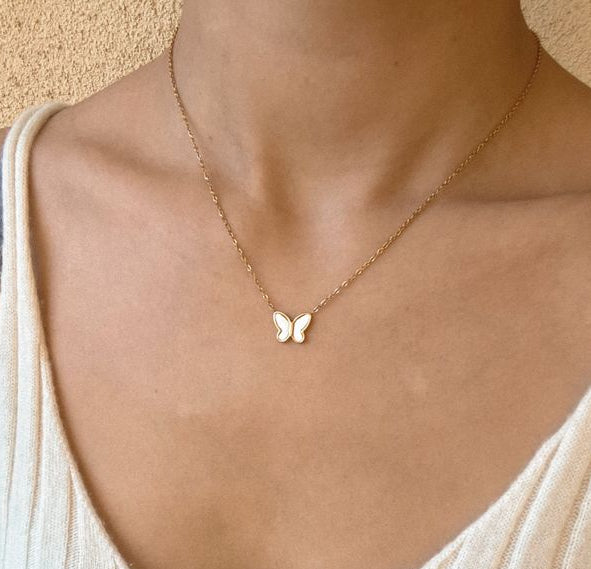 White Butterfly Necklace