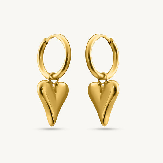 Golden Heart Drop Hoops