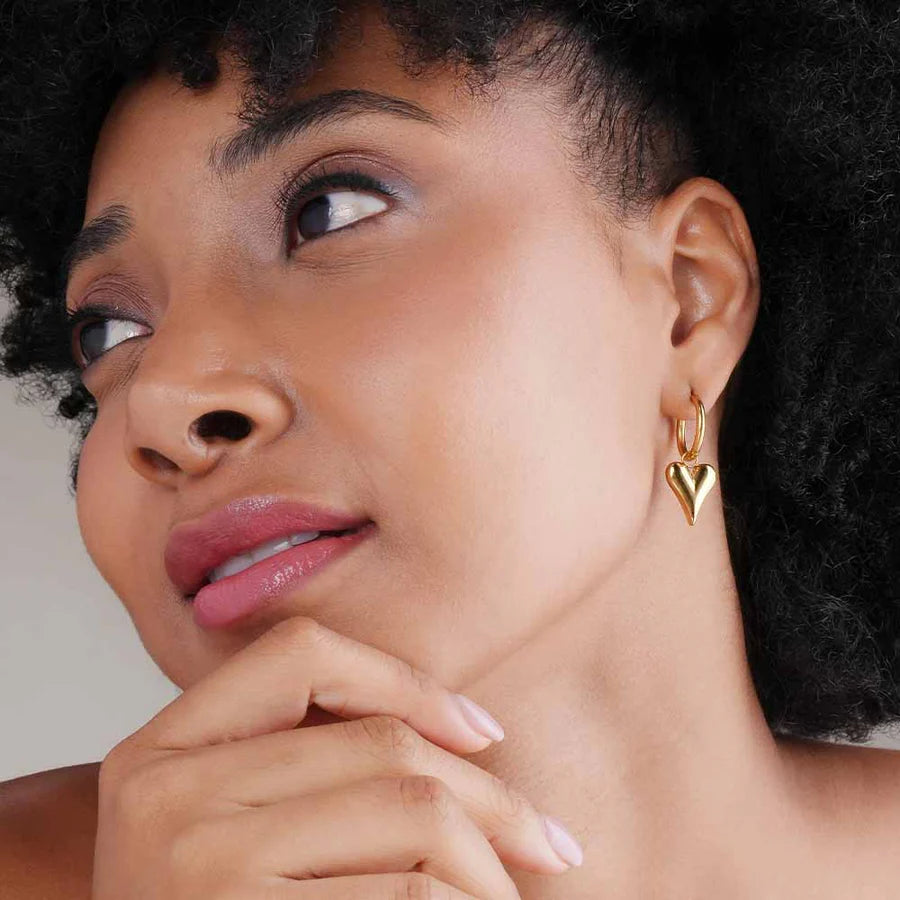 Golden Heart Drop Hoops