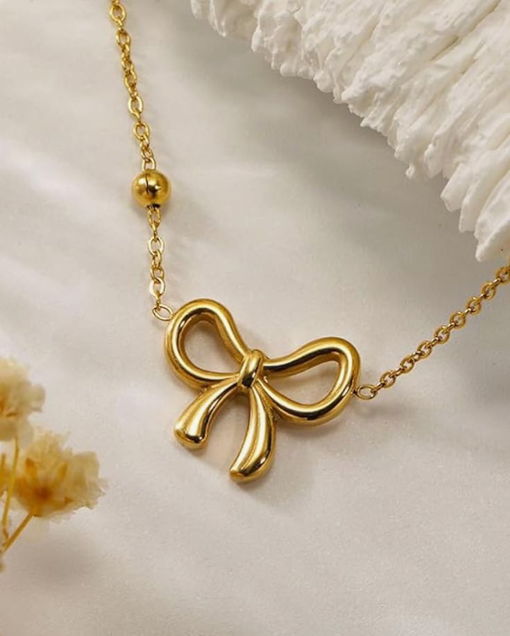 Bow Necklace Stainless Steel Anti Tarnish