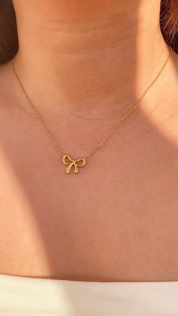 Bow Necklace Stainless Steel Anti Tarnish