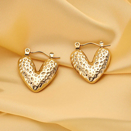 Lustrous Heart Hoops AntiTarnish