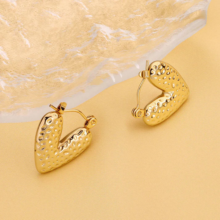 Lustrous Heart Hoops AntiTarnish