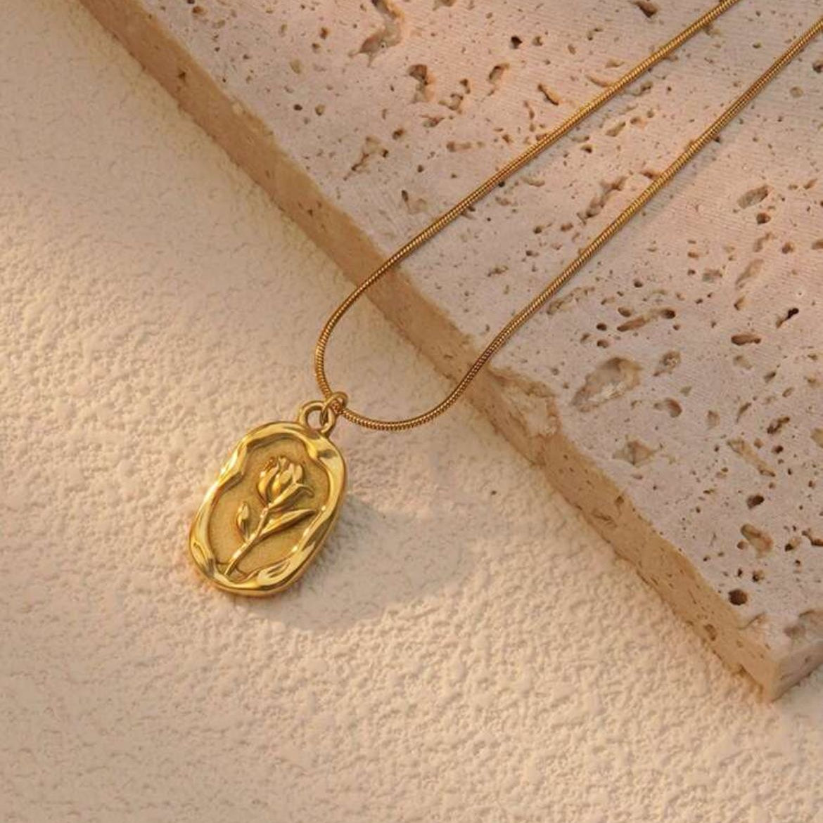 Golden Rose Necklace Anti Tarnish