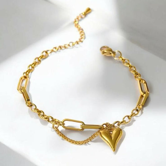 Heart Charm Bracelet Anti Tarnish