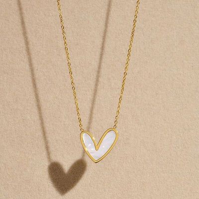 White Heart Pendant Necklace