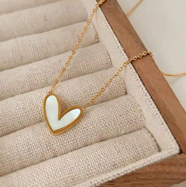 White Heart Pendant Necklace