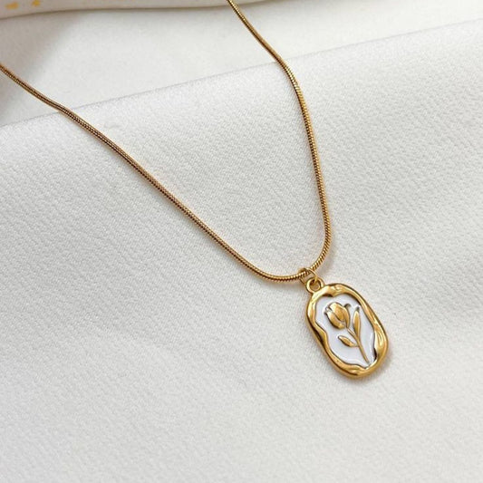 Rose Necklace Stainless Steel Anti Tarnish
