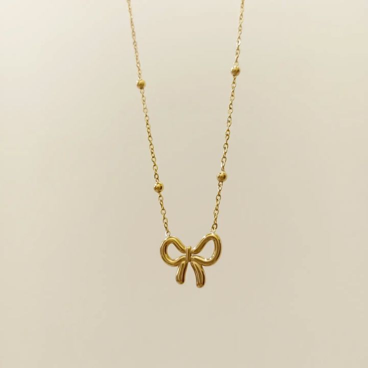 Bow Necklace Stainless Steel Anti Tarnish